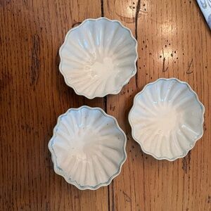 Set of Three Fluted Ceramic trinket Bowls